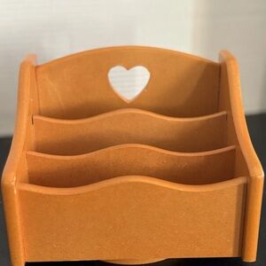 Vintage Wood Small Lazy Susan Heart Organizer  7” X 5” Pre-Owned